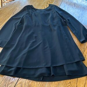 Datiani brand evening dress.  Black layered chiffon, long sleeve, size 12.